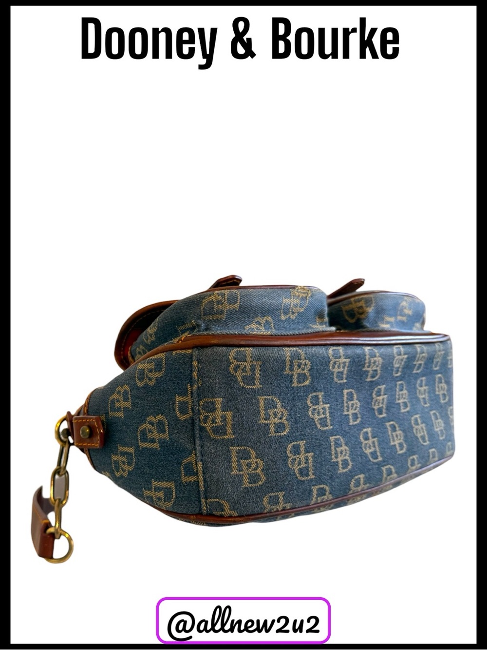 Reserved Dooney & Bourke Vintage Denim Monogram Hobo Baguette Bag - Picture 8 of 14